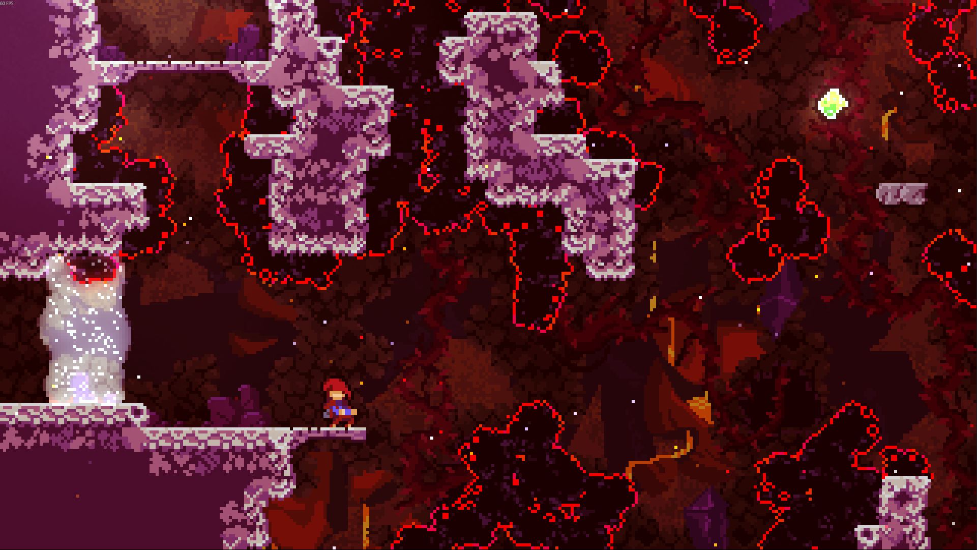 Second Room of Subterranean Exploration where madeline is on the jump through near the edge of the start of the room