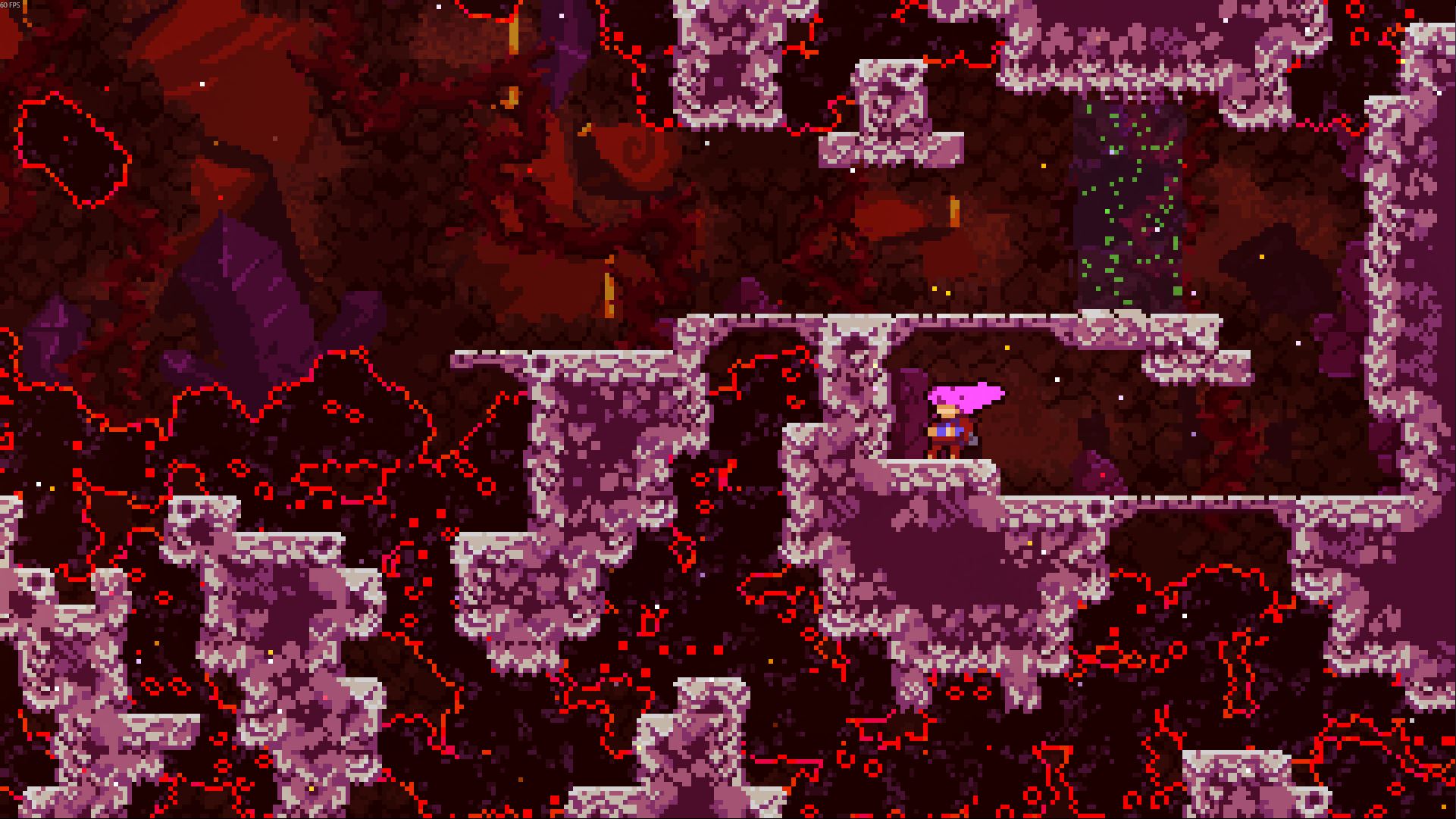 Second Room of Subterranean Exploration where madeline has just passed through the green field near the end of the room